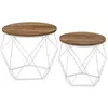 VASAGLE Table basse ronde plateau amovible, Marron Miel + Blanc Nuage