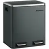 SONGMICS Poubelle en métal 30L à double compartimen, Gris verdâtre