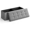 Songmics Banc coffre de rangement pliable, Gris Clair