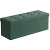 SONGMICS Banc de Rangement Pliable, Vert Rétro / 38 x 110 x 38 cm