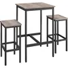VASAGLE Table à manger avec 2 chaises petite table grège chiné et noir