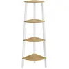 VASAGLE Étagère d'angle 4 niveaux, Couleur Chêne Naturel + Blanc Mat