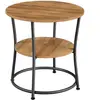 VASAGLE Table d'appoint ronde 2 niveaux cadre en acier noisette