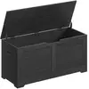 VASAGLE Coffre de rangement avec 2 charnières de sécurité, Noir Boisé / 40 x 100 x 46 cm