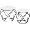 VASAGLE Table basse ronde, Blanc + Noir / 60Diamètre x 45H cm