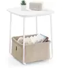 VASAGLE Table d’appoint avec panier en tissu