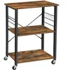 VASAGLE Étagère de cuisine sur roulettes, Marron Rustique + Noir / 60L cm