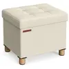 SONGMICS Pouf repose-pieds pliable, Blanc Crème / 32P x 40L x 33,5H cm
