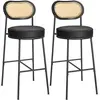 VASAGLE Tabourets de bar avec dossier incurvé - Lot 2, Noir D'encre / 104,7H cm