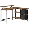 VASAGLE Bureau en Forme de L avec 2 Tiroirs Spacieux, Marron Rustique / 135L cm