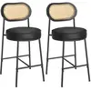 VASAGLE Tabourets de bar avec dossier incurvé - Lot 2, Noir D'encre / 92H cm