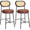 VASAGLE Tabourets de bar avec dossier incurvé - Lot 2, Marron Caramel / 92H cm