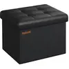 SONGMICS Petit tabouret de rangement pliable PU, Noir D’encre / 1