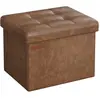 SONGMICS Petit tabouret de rangement pliable PU, Marron Café / 1