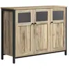 VASAGLE Buffet avec placard 3 portes cadre en acier marron turquoise et noir