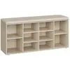 VASAGLE Banc à chaussures 9 compartiments, Beige Naturel + Beige Cappuccino / 10 Compartiments(30P x 104L cm)
