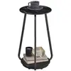 VASAGLE Table d’appoint ronde à 2 niveaux, Noir Marbré