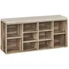 VASAGLE Banc à chaussures 9 compartiments, Marron Camel + Beige Cappuccino / 10 Compartiments(30P x 104L cm)