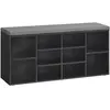 VASAGLE Banc à chaussures 9 compartiments, Noir Boisé / 10 Compartiments(30P x 104L cm)