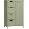 VASAGLE Meuble de salle de bain sur pied, Vert Forêt / 4 Tiroirs (30P x 55L x 82H cm)