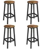 VASAGLE Tabouret haut industriel, Marron Rustique + Noir Classique / Lot de 4
