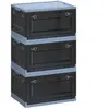 SONGMICS 3 boîtes de rangement pliables, 44L (Lot de 3) / Bleu Brumeux + Gris Ardoise