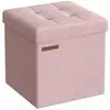 SONGMICS Banc de rangement pliable 30 cm, Rose Bonbon / 30P x 30L x 30H cm