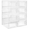 SONGMICS Boîtes à chaussures pliables, Transparent / 30 x 22,5 x 13,5 cm / Lot de 8