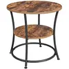 VASAGLE Table d'appoint ronde industriel, Marron + Rustique