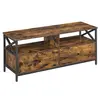 VASAGLE TV cabinet industriel, Marron Rustique + Noir
