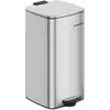 SONGMICS Poubelle de cuisine à pédale en acier, Argent Métallique / 30 L
