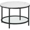 VASAGLE Table basse style moderne blanc marbré et doré métallique, Blanc Marbré + Noir D'encre /  65 x 65 x 46 cm