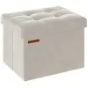 SONGMICS Banc de rangement en velours noir d'encre, Blanc Crème / 31 x 41 x 31 cm