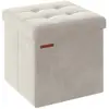 SONGMICS Banc de rangement en velours noir d'encre, Blanc Crème / 38P x 38L x 38H cm