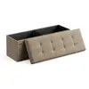 SONGMICS Banc de rangement pliable 110 x 38 x 38 cm tissu façon lin taupe clair