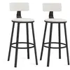 VASAGLE Chaise de bar avec dossier, Blanc Rustique + Noir / 2 / 99H cm