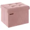 Songmics Banc de rangement en velours noir d'encre, Rose Bonbon / 31 x 41 x 31 cm