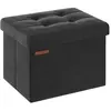 SONGMICS Banc de rangement en velours noir d'encre, Noir D'encre / 31 x 41 x 31 cm