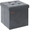 SONGMICS Banc de rangement en velours noir d'encre, Gris Ardoise / 38 x 38 x 38 cm
