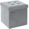 SONGMICS Banc de rangement en velours noir d'encre, Gris Tourterelle / 38 x 38 x 38 cm