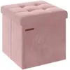SONGMICS Banc de rangement en velours noir d'encre, Rose Pastel / 38 x 38 x 38 cm