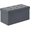 SONGMICS Banc de rangement en velours avec 2 boîtes, Gris Ardoise / 38 x 76 x 38 cm