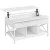 VASAGLE Table basse avec plateau relevable, Blanc neige + blanc