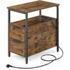 VASAGLE Table d’appoint 2 tiroirs, Marron Rustique + Noir Classique