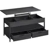 VASAGLE Table basse avec plateau relevable, Gris Anthracite + Noir D’encre / 100L x (48-63) H cm