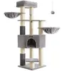 Feandrea Arbre à chat grand et stable avec tapis chaud, Gris Tourterelle + Blanc Crème