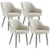 Chaise Salle à Manger - SONGMICS - Lot de 4 - Fauteuil en Velours - Blanc
