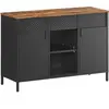 SONGMICS Armoire de rangement, étagères réglables, marron rustique et noir mat