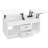 VASAGLE Table basse 2 tiroirs compartiments cachés et ouverts blanc neige