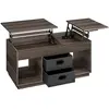 VASAGLE Table basse avec 2 tiroirs et compartiments cachés, Marron Cendré